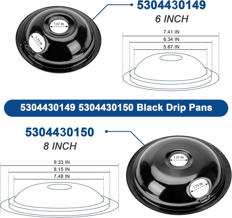 Fetechmate Electric Stove Burner Coil Elements MP15YA MP21YA and 5304430150 5304430149 Porcelain Black Drip Pans Replacement for ken-more fri-gidaire Electric Stove Burners for Electric Stove Top by - Image 2